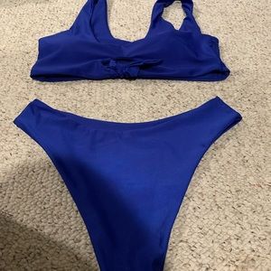 High Waisted Blue Swimsuit